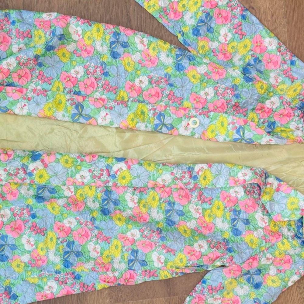 Floral Quilted Jacket Multi Color Pink Blue Yellow Flowers Size 4/6